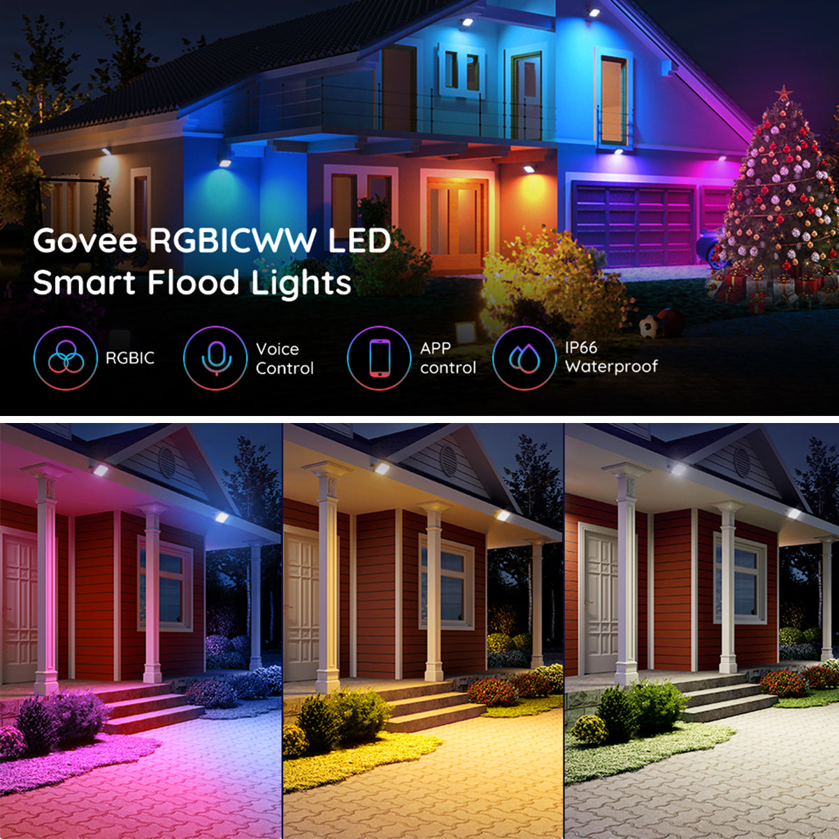 Govee RGBICWW LED Smart Flood Lights (4 Pack) - Smart Light UNBOXED DEAL