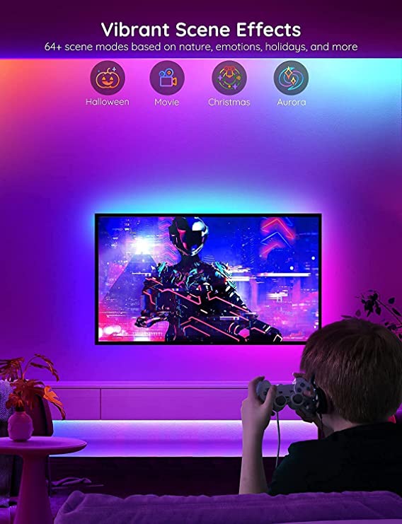 Govee LED Light Strip 20M, Bluetooth App Control, 64 Scenes & Music Sync,  DIY Home