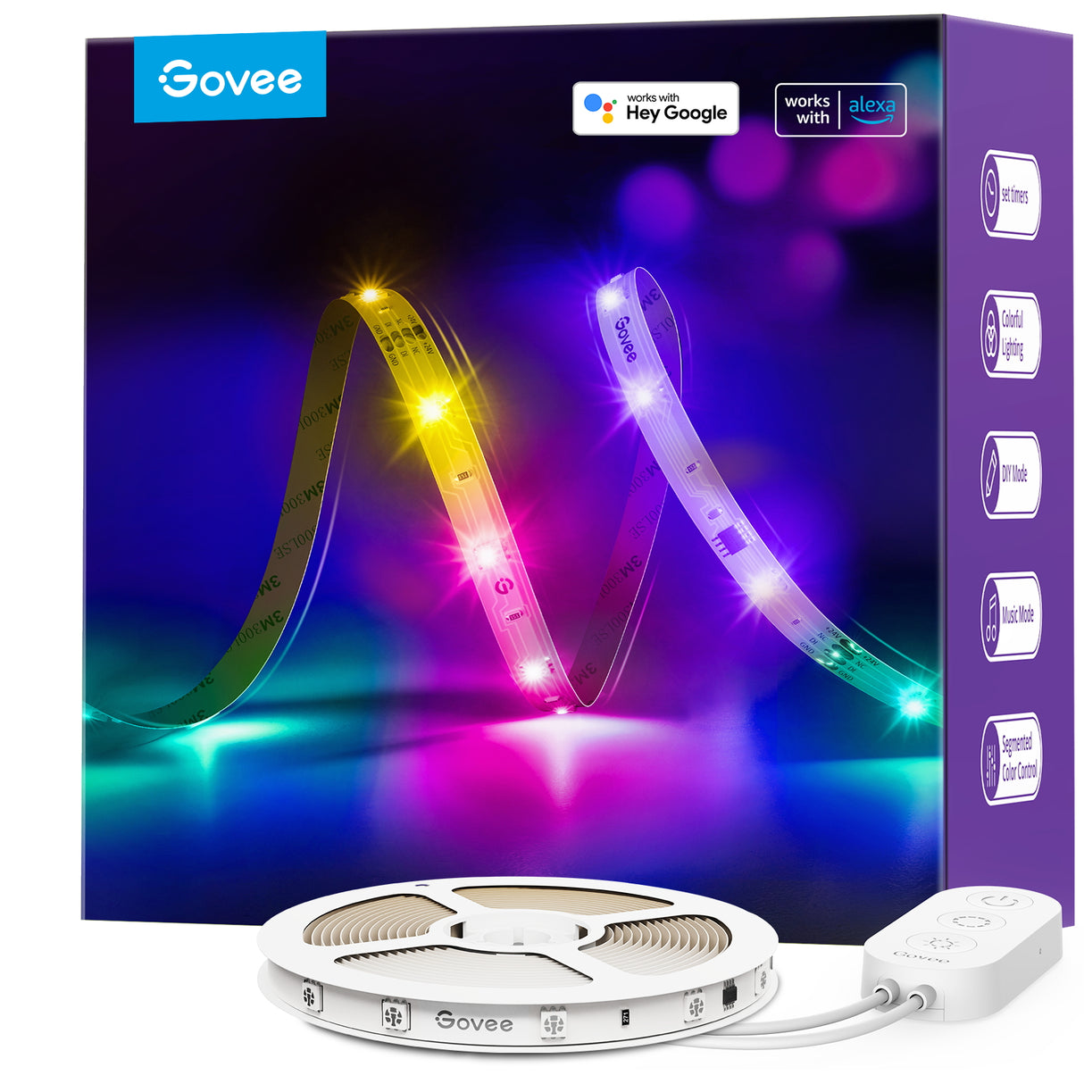 Govee Alexa LED Lights 10m, Smart WiFi App Control RGB LED Strip Lights,  Work with Alexa and Google Assistant, Colour Changing, Music Sync for