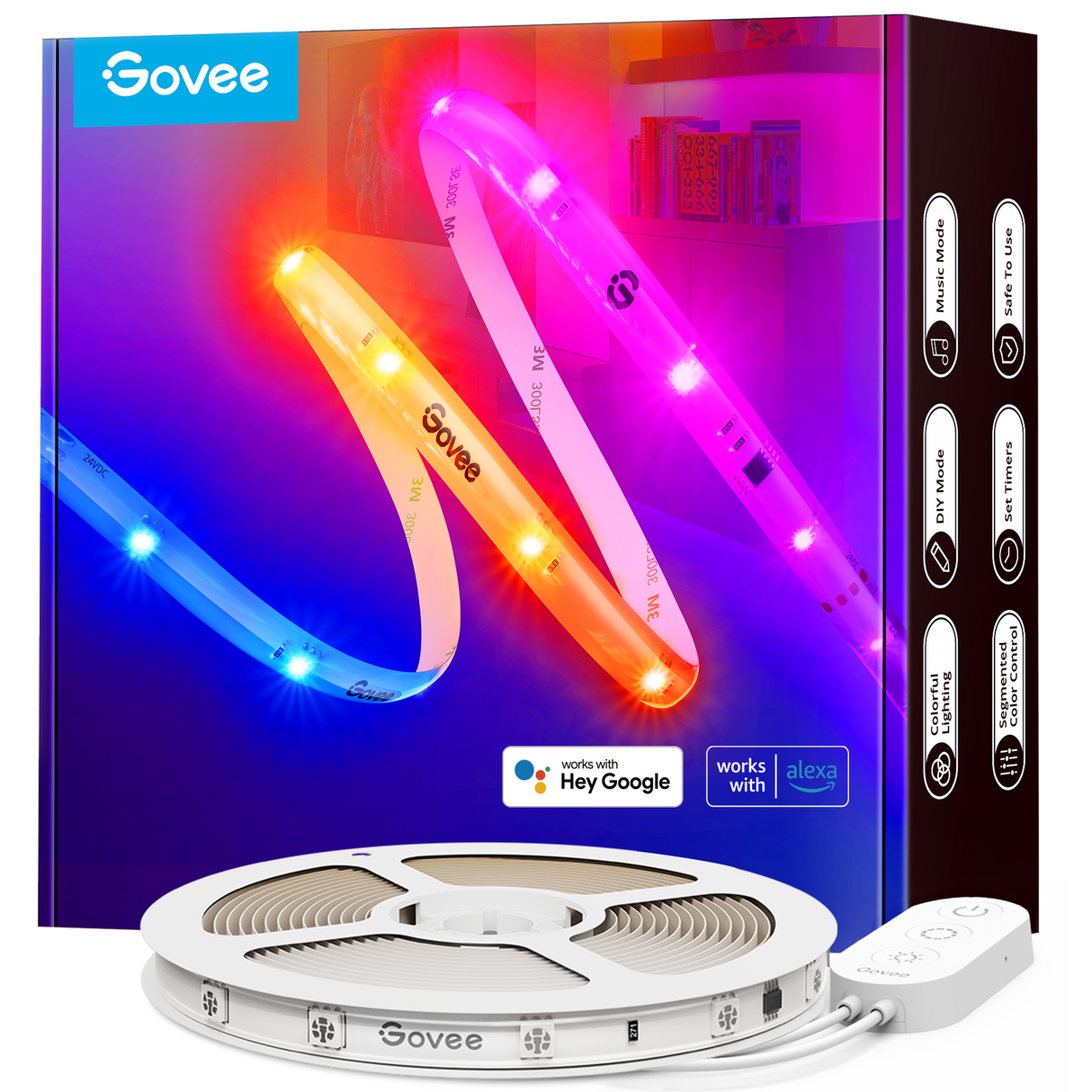 Govee RGBIC Wi-Fi + Bluetooth LED Strip Lights With Protective Coating (5-10m) - UNBOXED DEAL